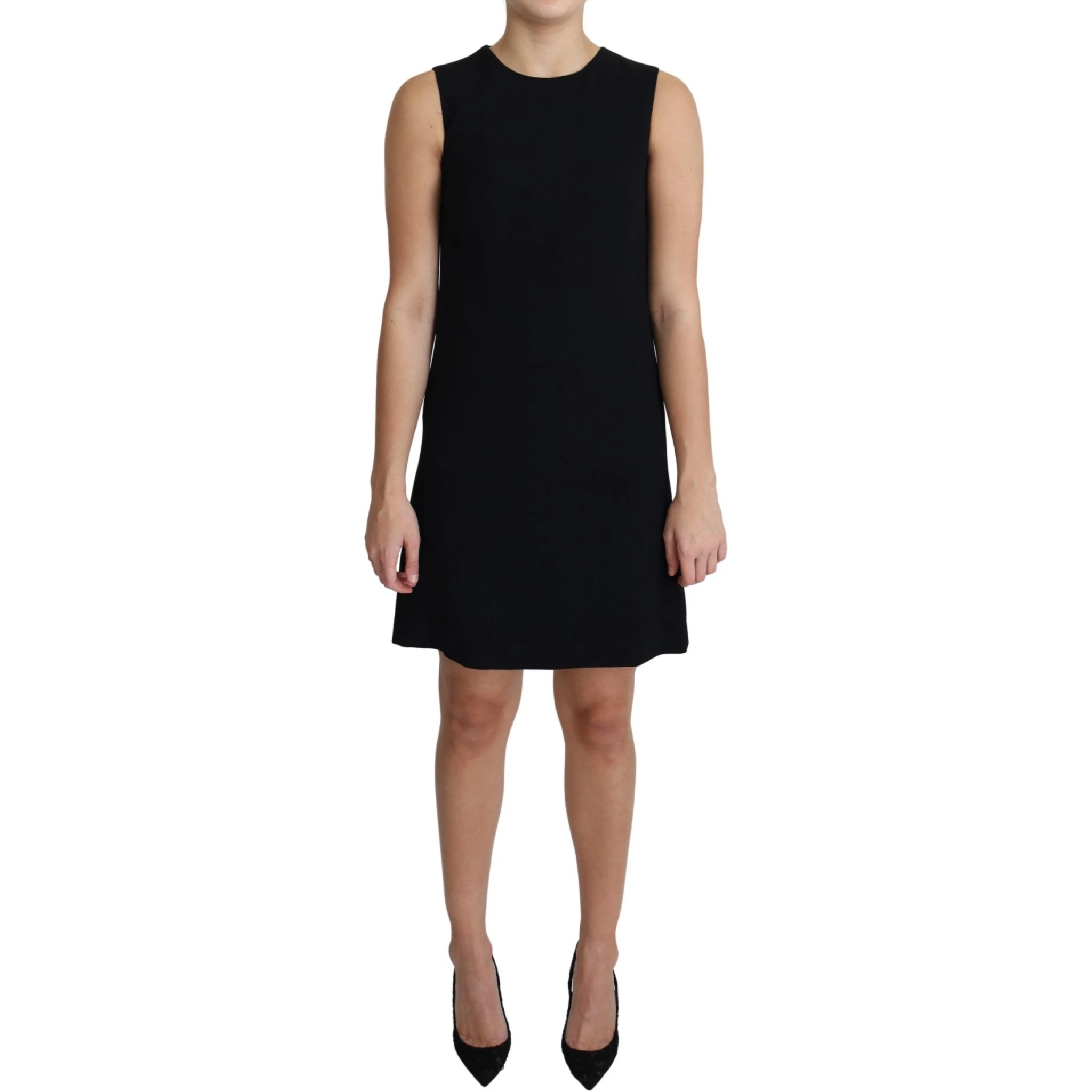 Black Viscose Stretch A-line Shift Mini Dress