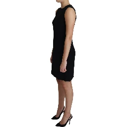 Black Viscose Stretch A-line Shift Mini Dress