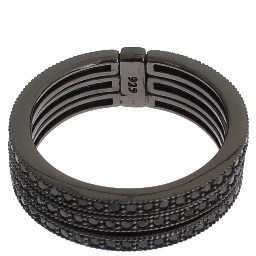 Black CZ 925 Sterling Silver Womens