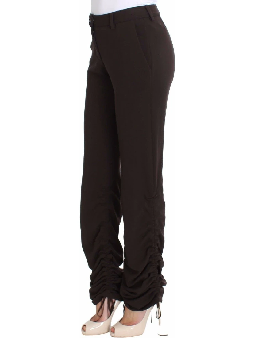 Brown Stretch Casual Trousers Pants