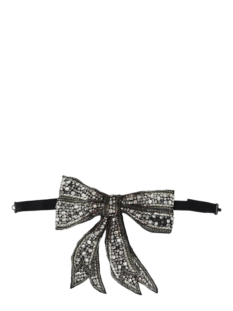 Silver Crystal Beaded Sequined Catwalk Necklace Bowtie alternative