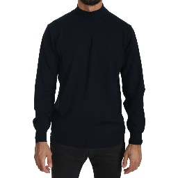 Dark Blue Crewneck Pullover 100% Wool Sweater