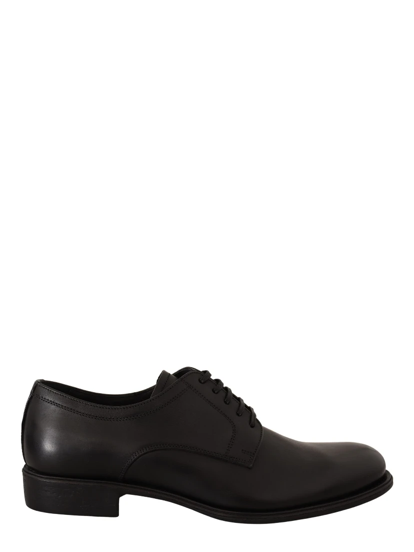 Black Leather Lace Up Mens Formal Derby Shoes