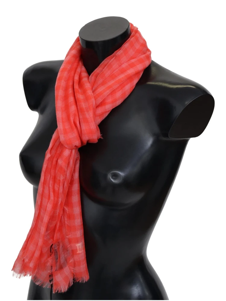 Orange Check Cashmere Unisex Wrap Fringes Scarf alternative