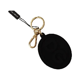 Black Rubber DG Logo Gold Brass Metal Keyring Keychain
