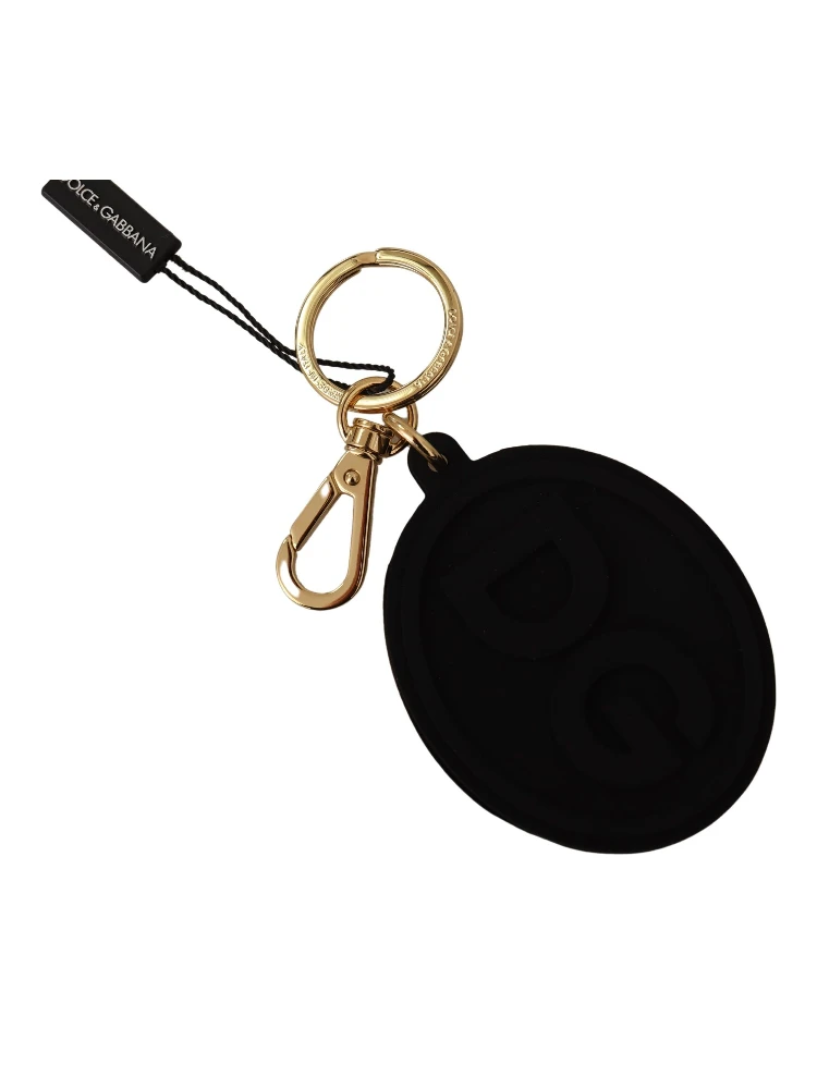 Black Rubber DG Logo Gold Brass Metal Keyring Keychain alternative