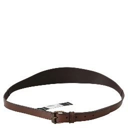 Brown Genuine Leather Rustic Metal Buckle Belt
