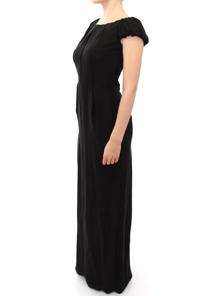Black Silk Shortsleeve Gown Maxi IT Dress alternative