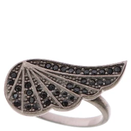Silver Womens Black CZ Rhodium 925 Ring