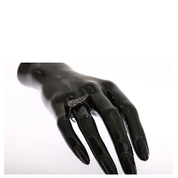 Silver Womens Black CZ Rhodium 925 Ring