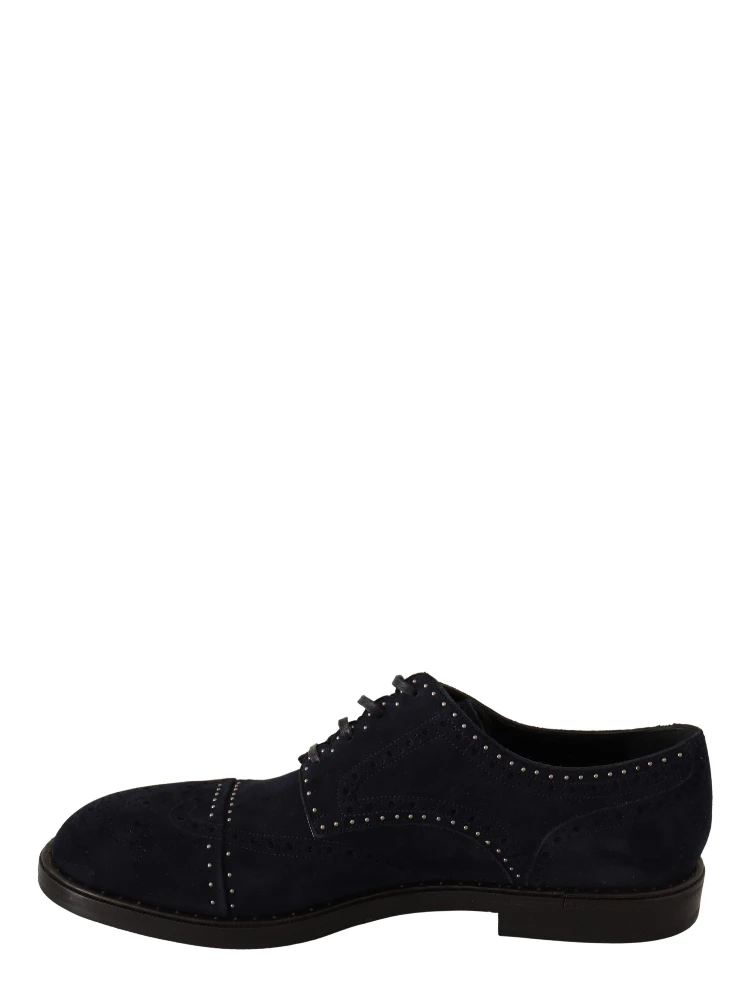 Blue Suede Leather Derby Studded Shoes alternative