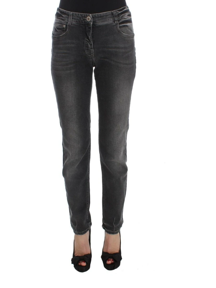 Gray Wash Cotton Blend Stretch Jeans Pants