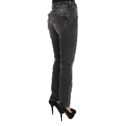 Gray Wash Cotton Blend Stretch Jeans Pants