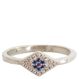 Blue Red CZ 925 Silver Womens Clear Ring