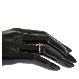 Pink Gold 925 Silver Womens Cross CZ Ring