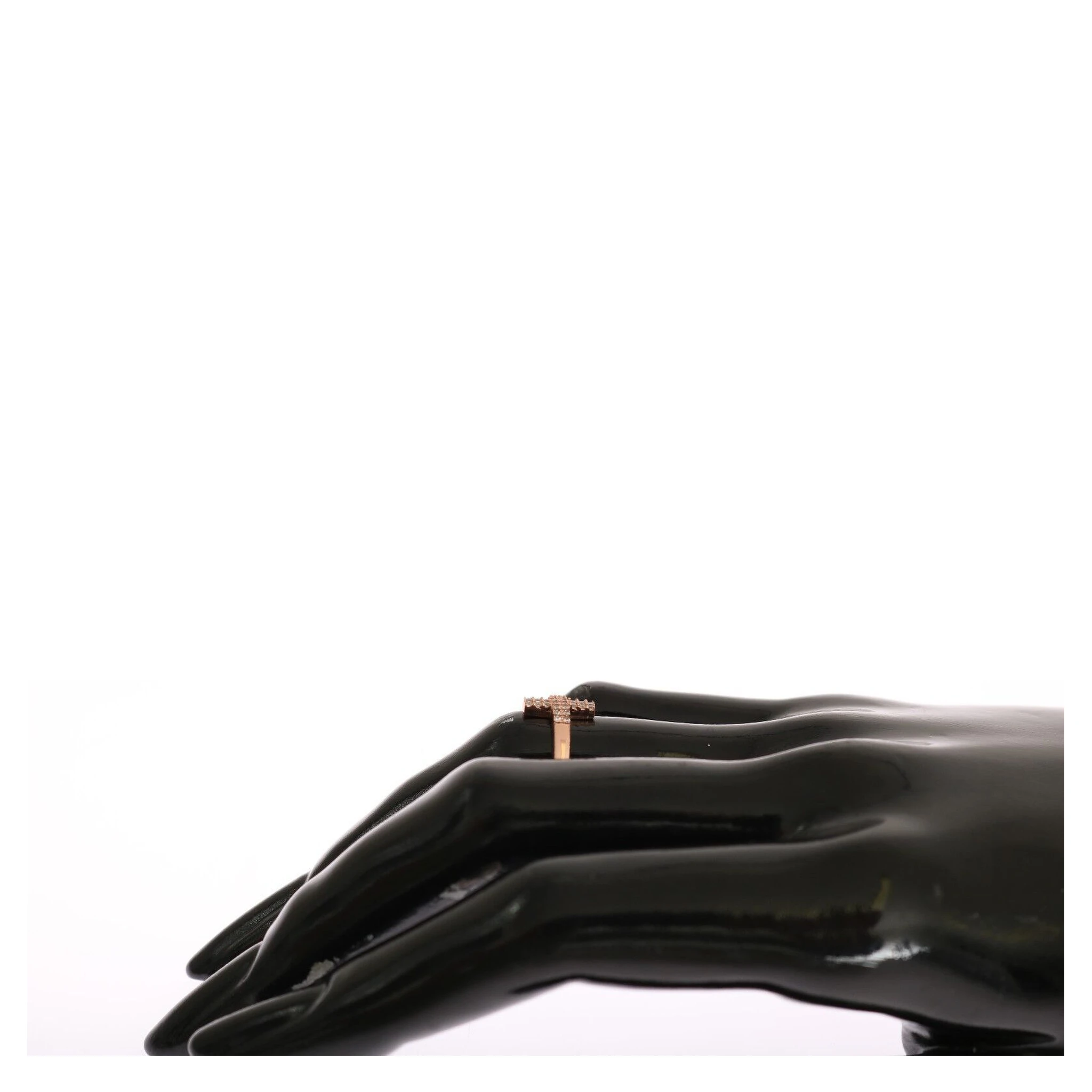 Pink Gold 925 Silver Womens Cross CZ Ring