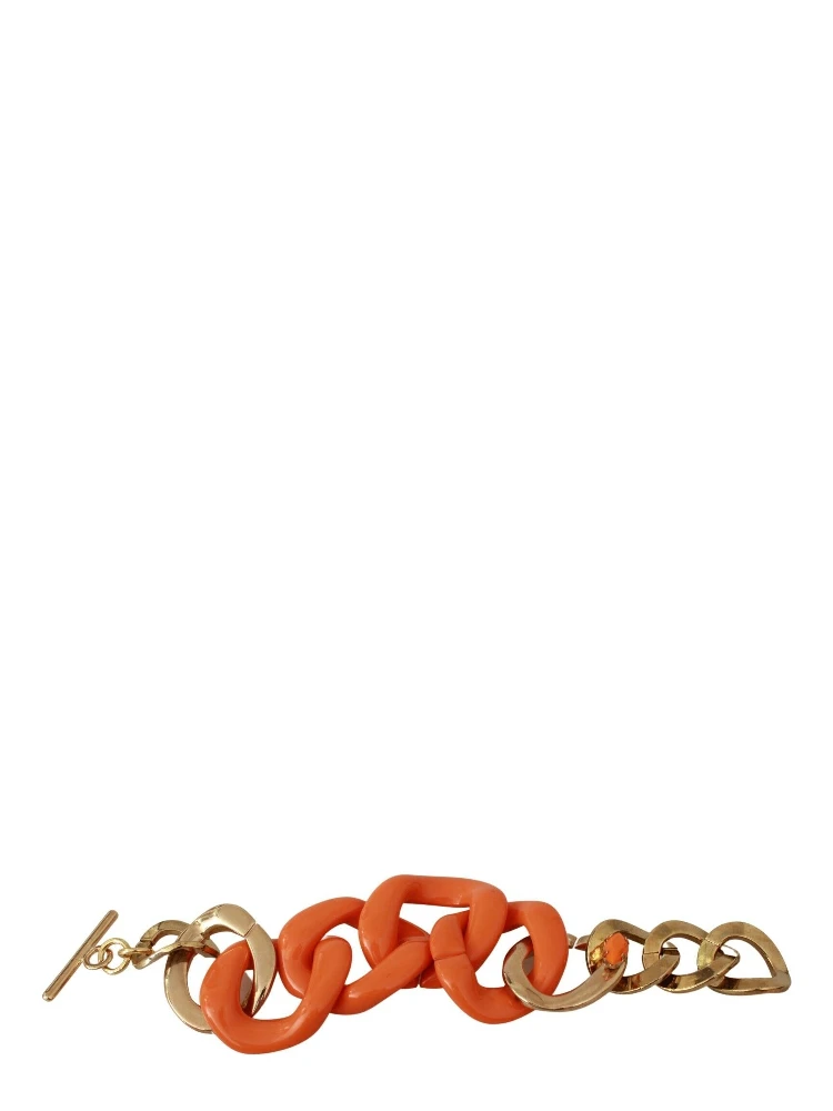 Gold Orange Chain Wide Brass Plastic Bracelet alternative