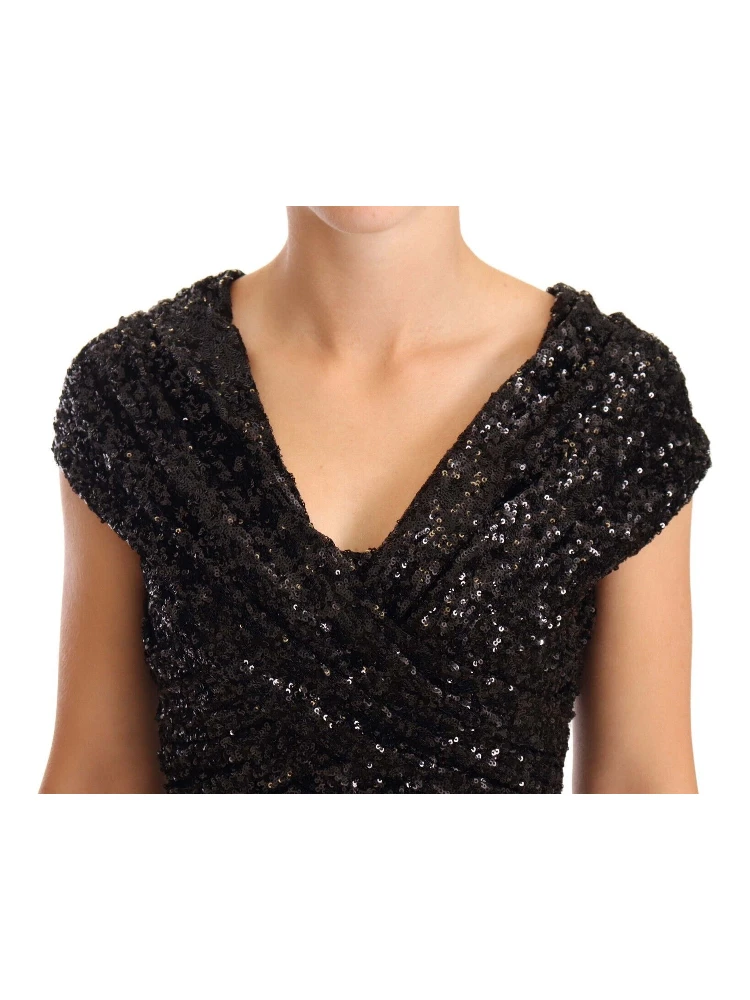 Black Sequined Open Shoulder Long Gown Dress alternative