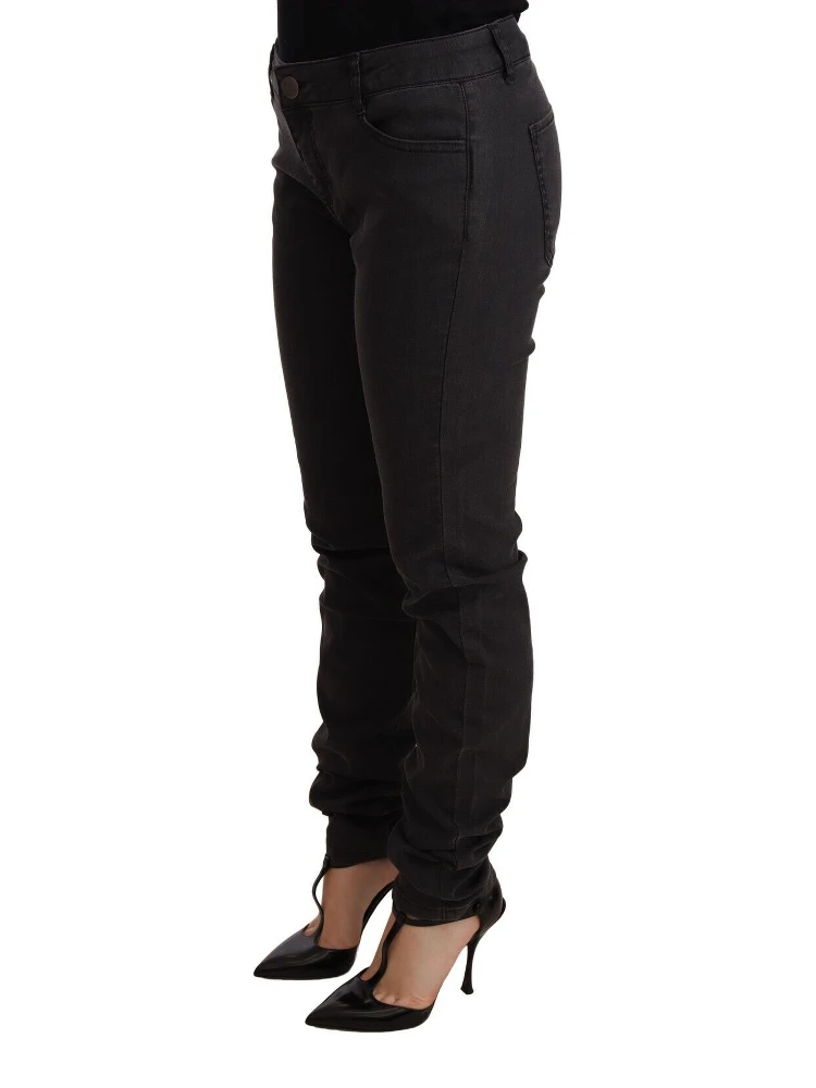 Black Cotton Stretch Skinny Mid Waist Women Denim Jeans alternative
