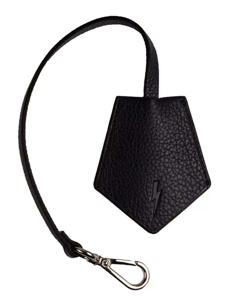 Men's Black Leather Keychain