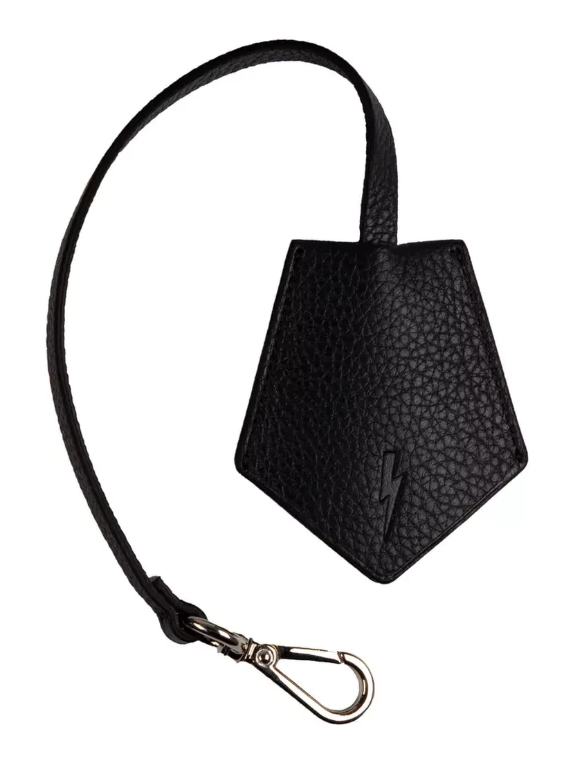 Men's Black Leather Keychain