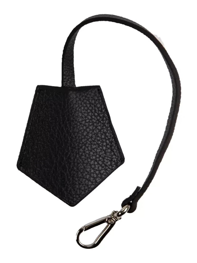 Men's Black Leather Keychain