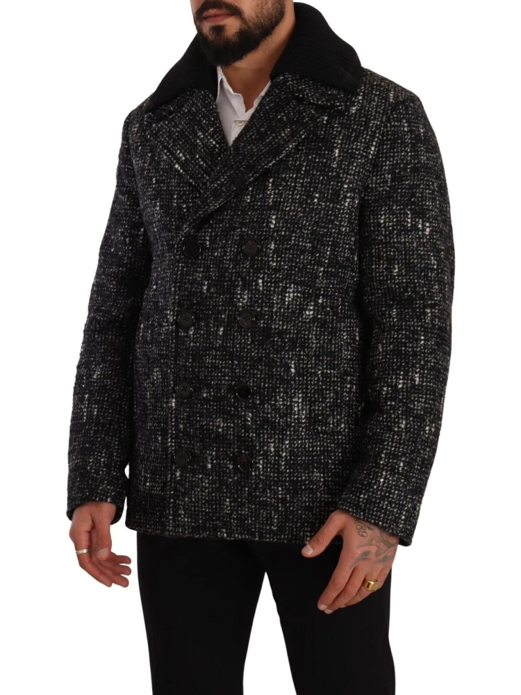 Black Wool Double Breasted Coat Men Jacket alternative