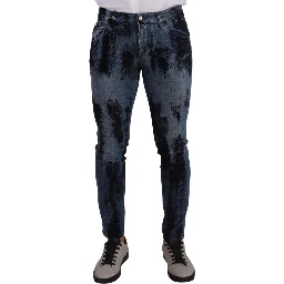 Blue Black Cotton Skinny Denim Jeans