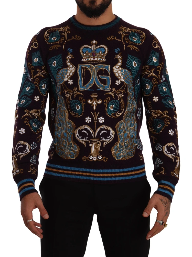 Bordeaux Cashmere DG Crown Embroidered Sweater