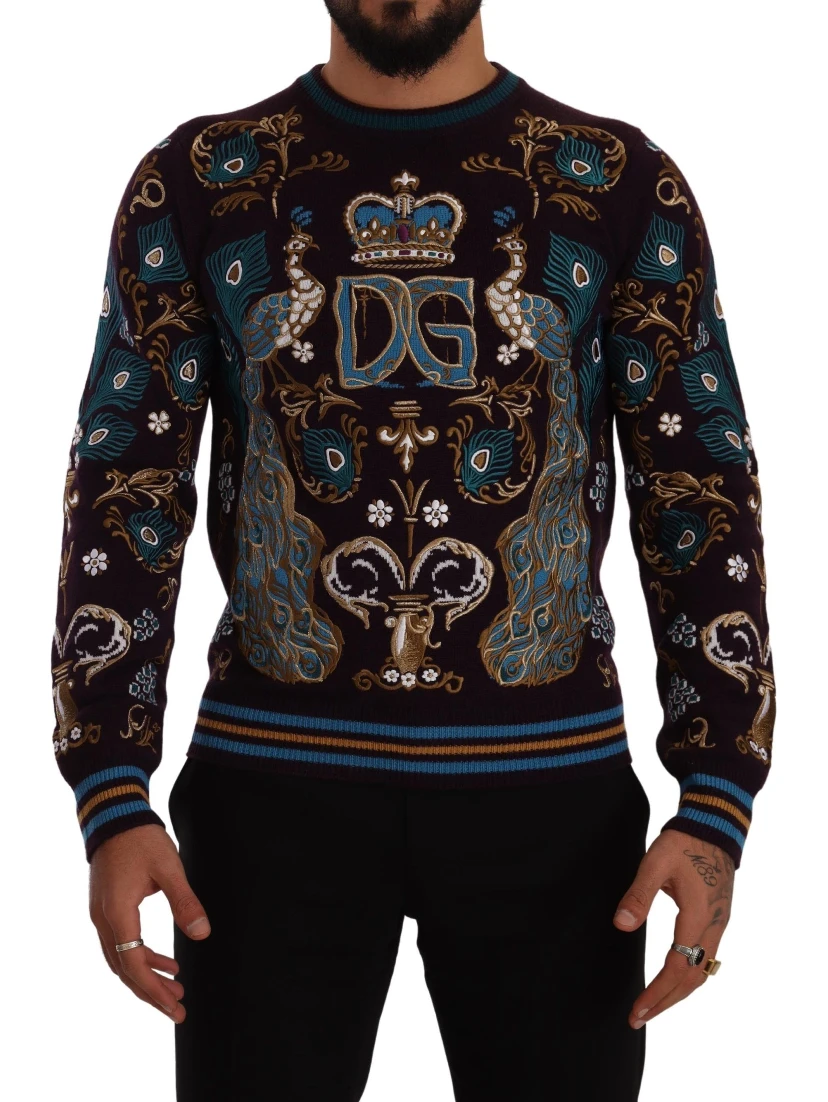 Bordeaux Cashmere DG Crown Embroidered Sweater