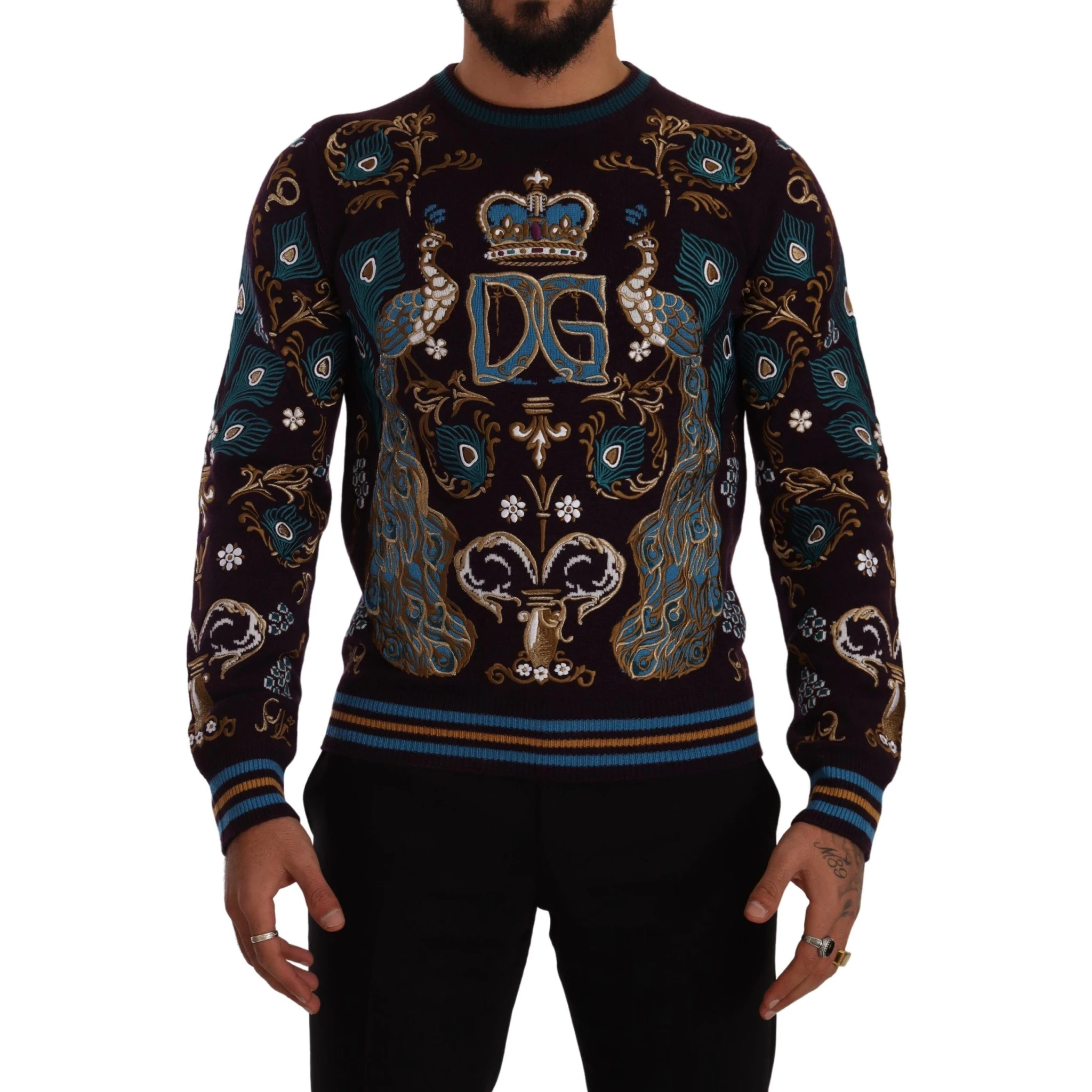 Bordeaux Cashmere DG Crown Embroidered Sweater