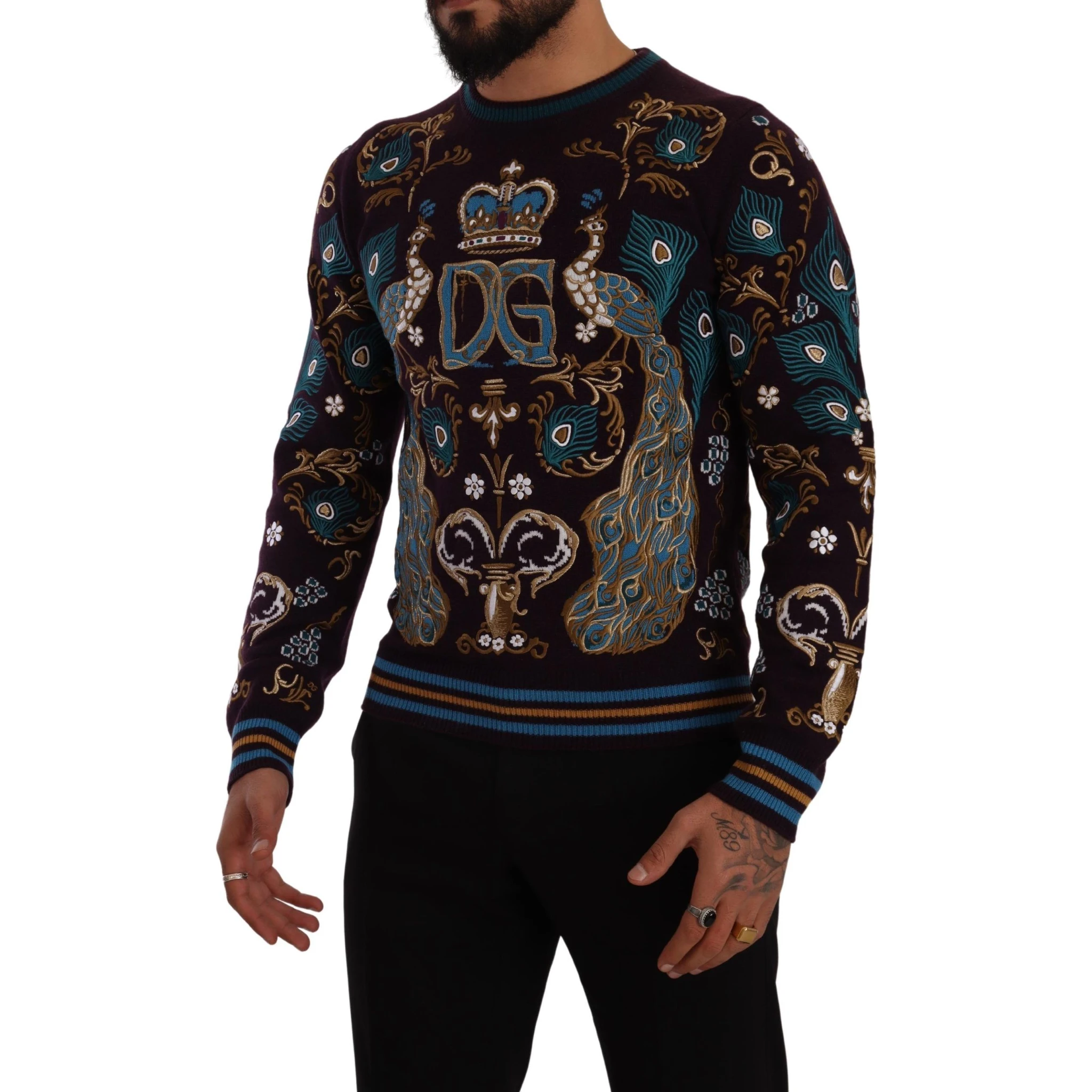 Bordeaux Cashmere DG Crown Embroidered Sweater