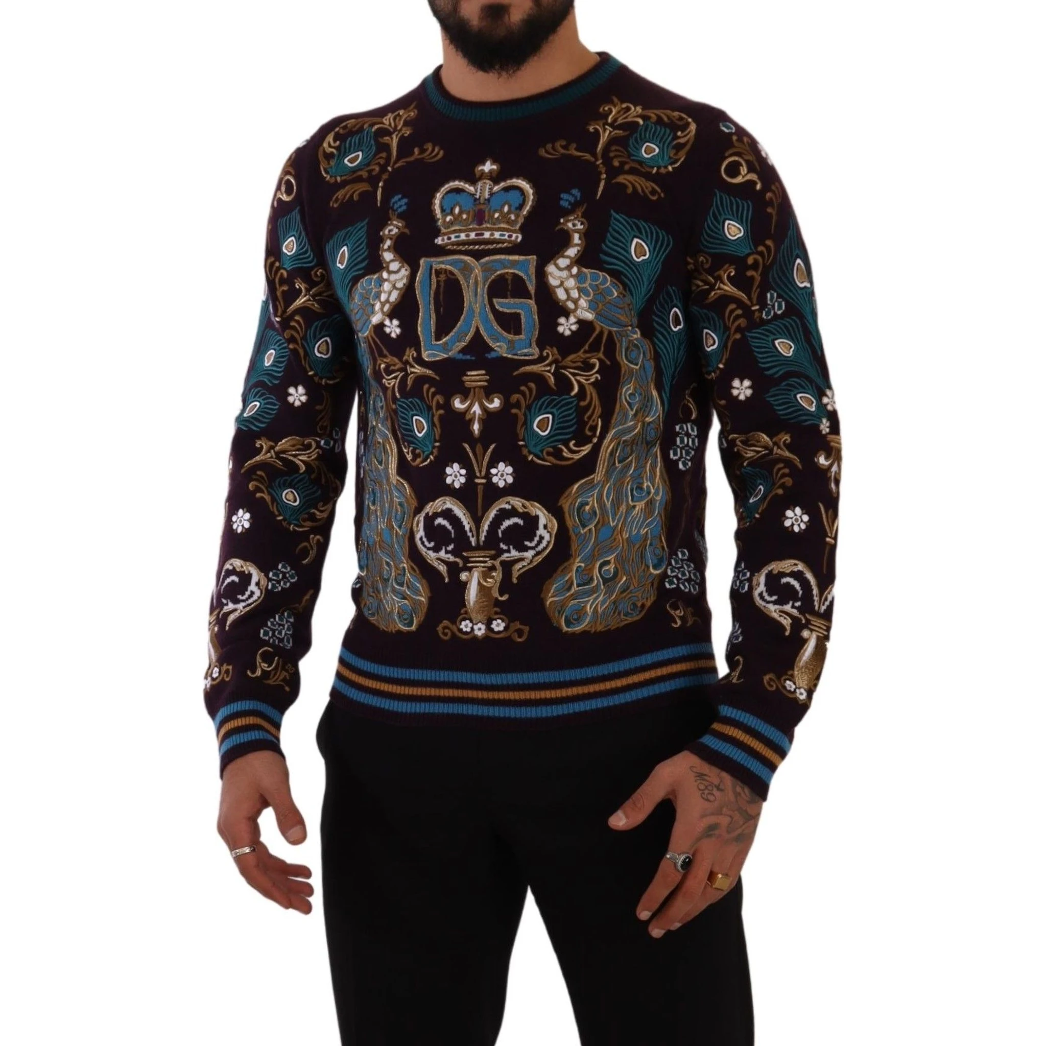 Bordeaux Cashmere DG Crown Embroidered Sweater