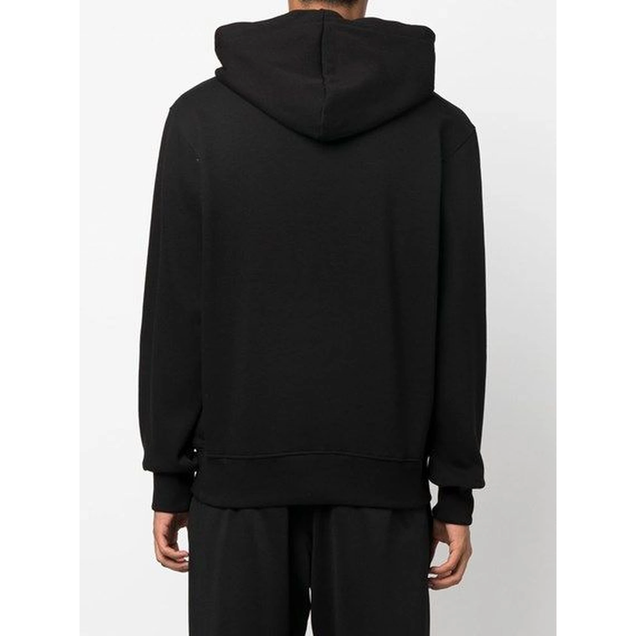 Black Cotton Logo Details Hooded Sweatshirt