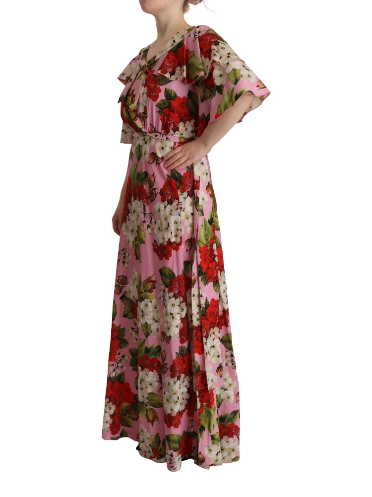 Pink Floral Silk Stretch Gown Maxi Dress alternative
