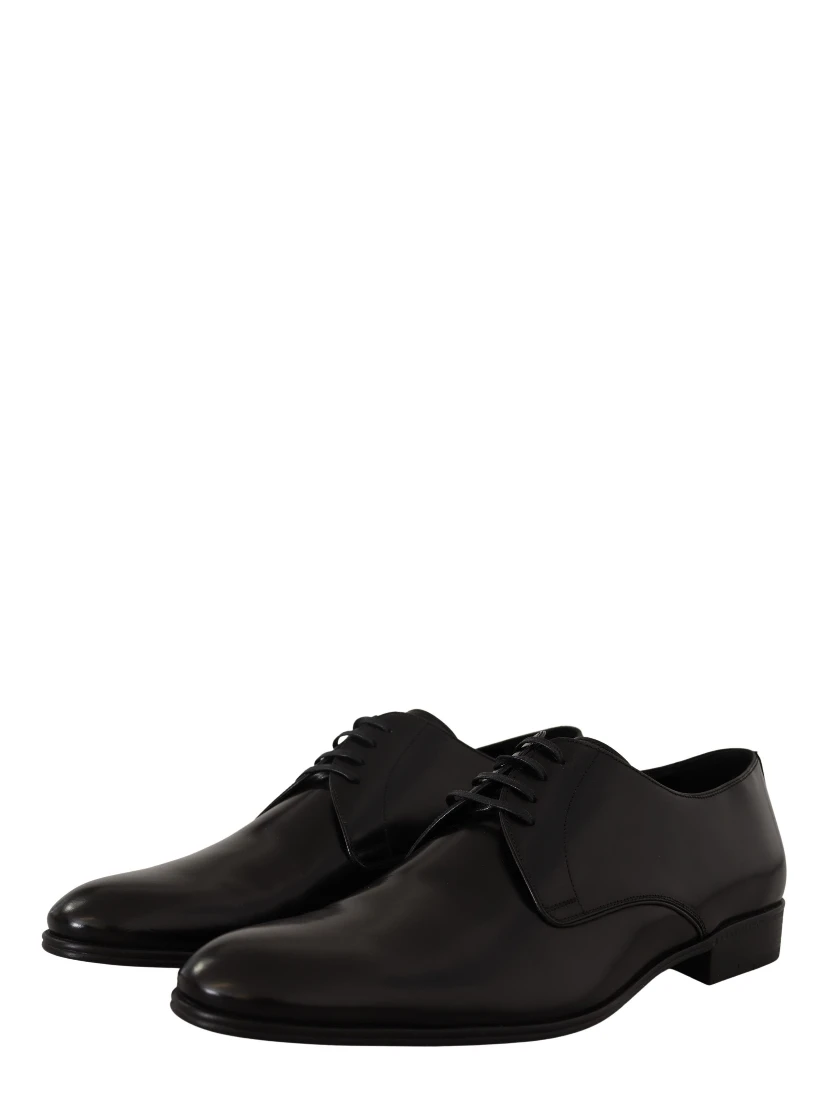Black Leather Lace Up Formal Derby Shoes