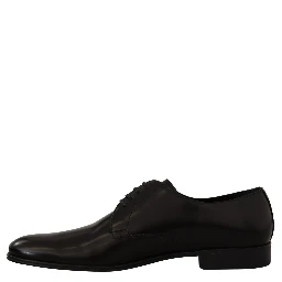 Black Leather Lace Up Formal Derby Shoes
