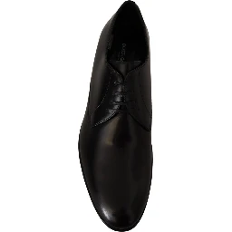 Black Leather Lace Up Formal Derby Shoes