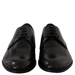 Black Leather Lace Up Formal Derby Shoes