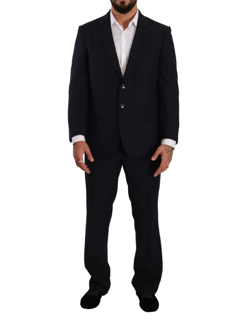 Blue Polyester Single Breasted Formal Suit