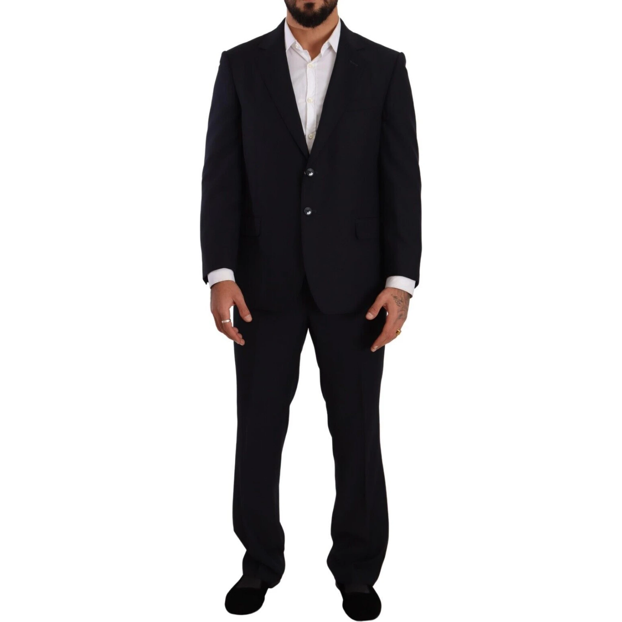 Blue Polyester Single Breasted Formal Suit