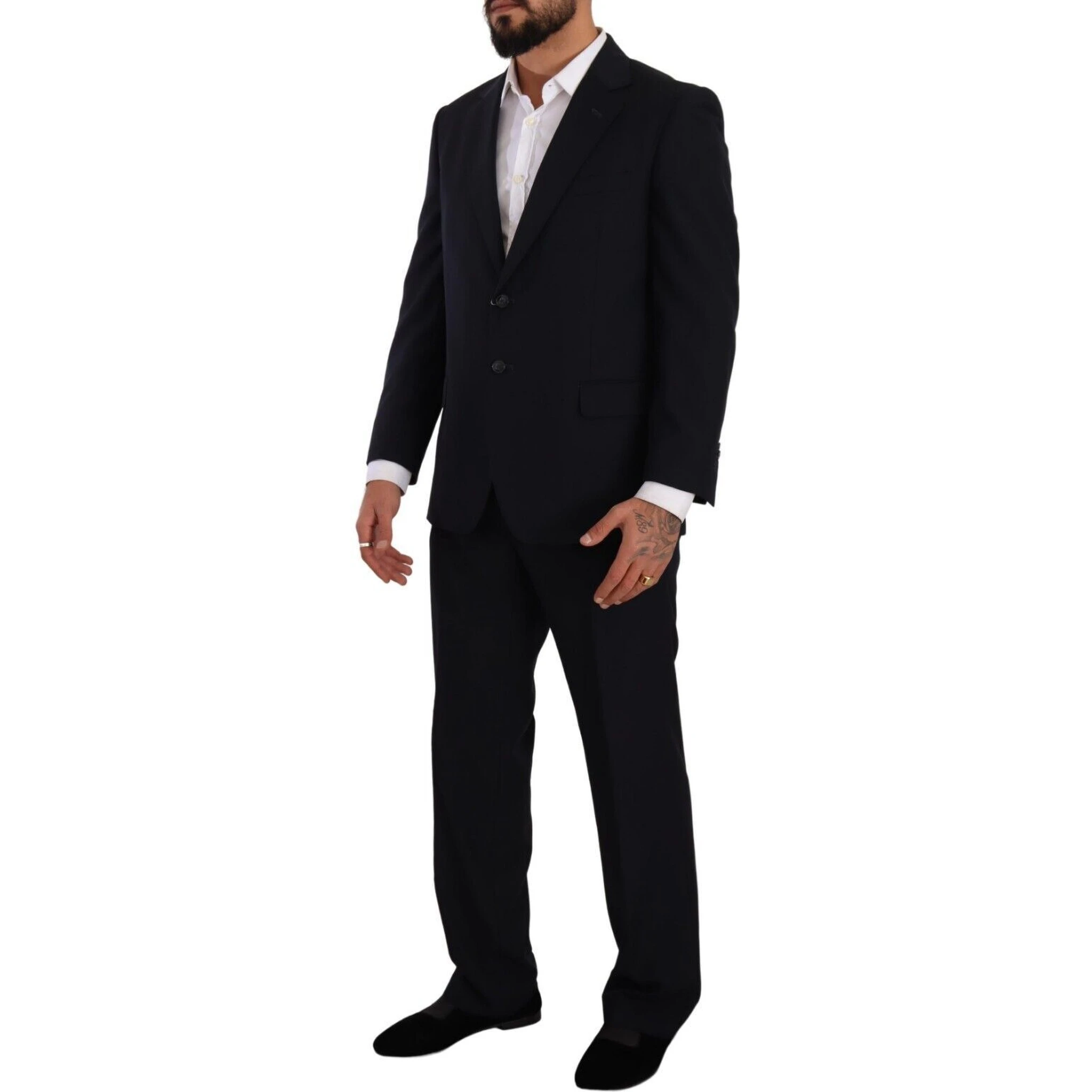 Blue Polyester Single Breasted Formal Suit