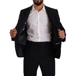 Blue Polyester Single Breasted Formal Suit