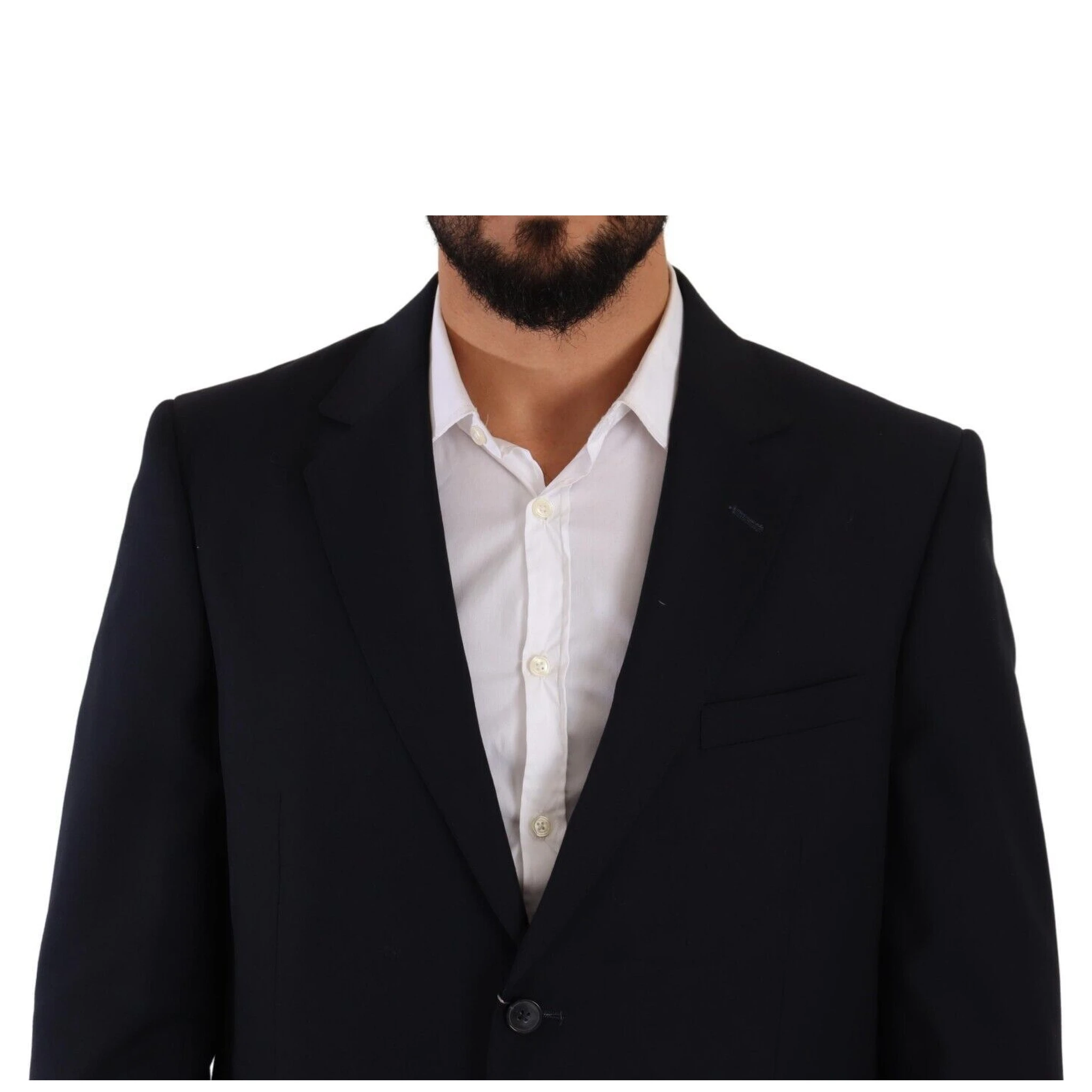 Blue Polyester Single Breasted Formal Suit
