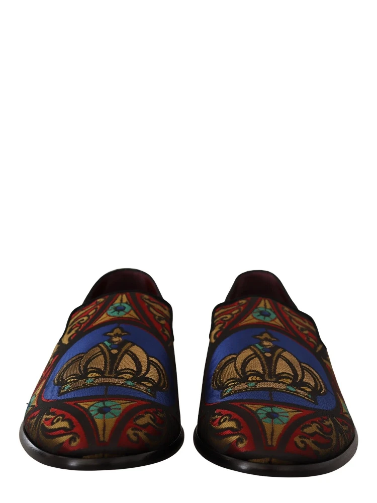 Multicolor Jacquard Crown Slippers Loafers Shoes alternative