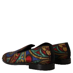 Multicolor Jacquard Crown Slippers Loafers Shoes