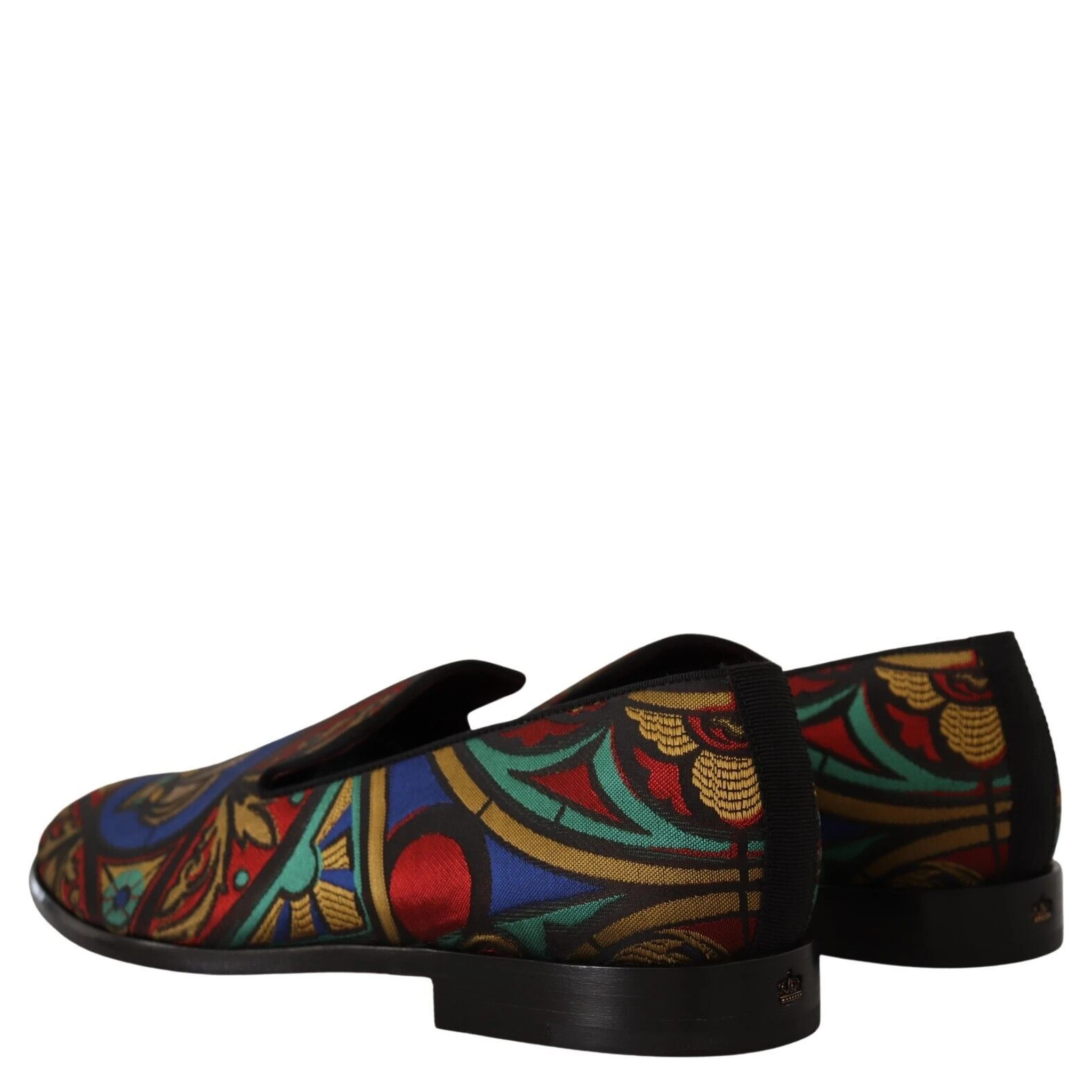 Multicolor Jacquard Crown Slippers Loafers Shoes