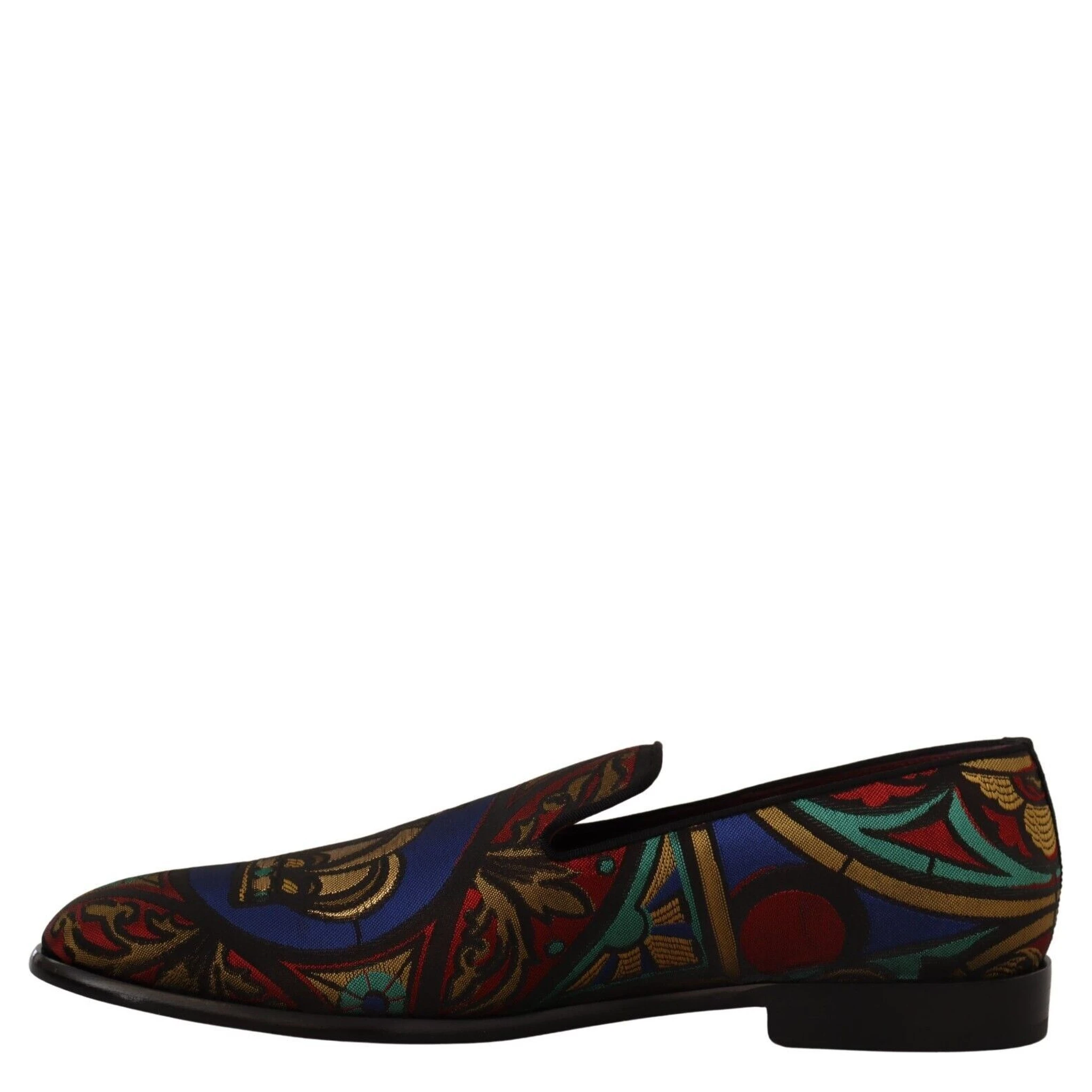 Multicolor Jacquard Crown Slippers Loafers Shoes
