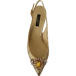 Gold Crystal Slingbacks Pumps Heels Shoes