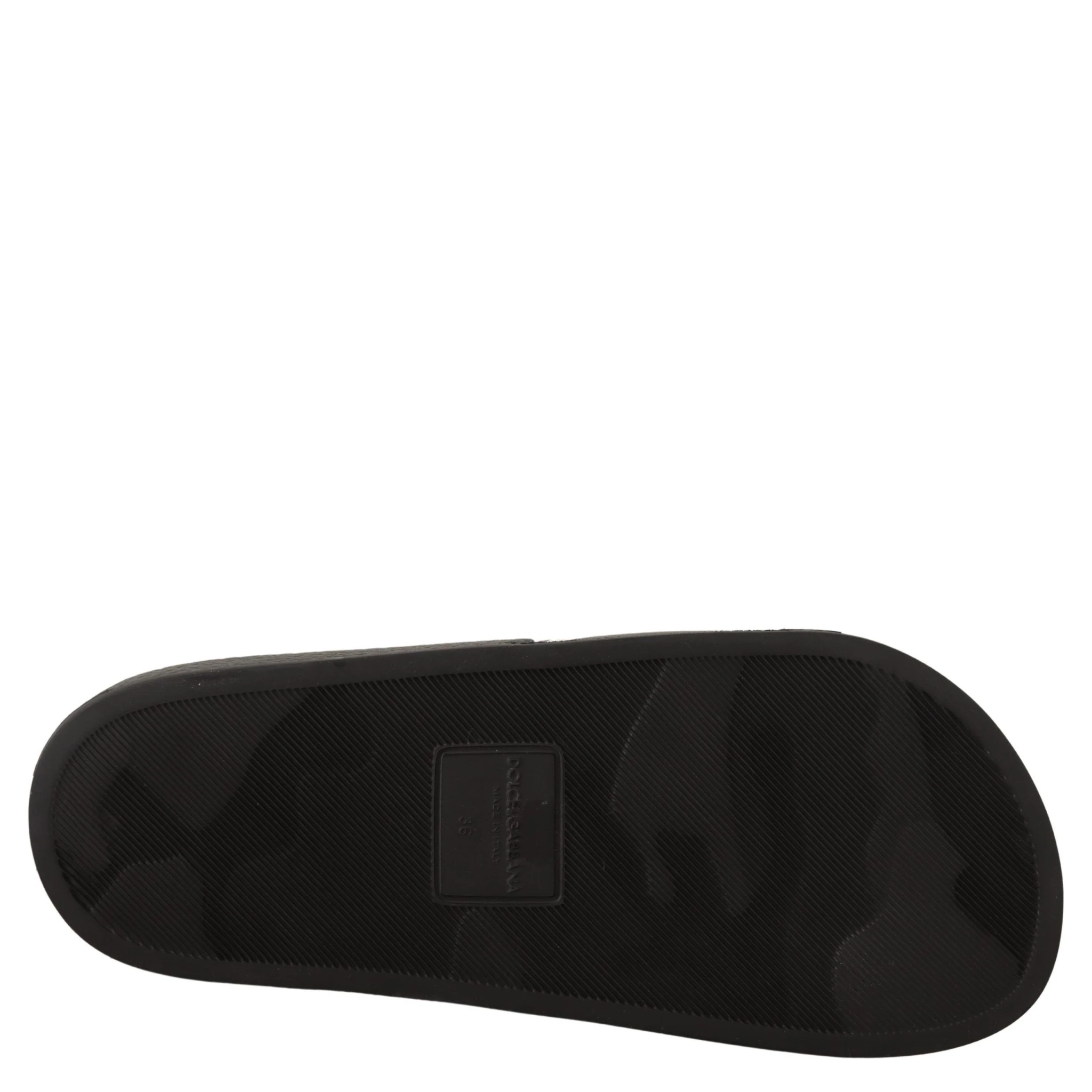 Black Leather I Love D&G Slides Sandals